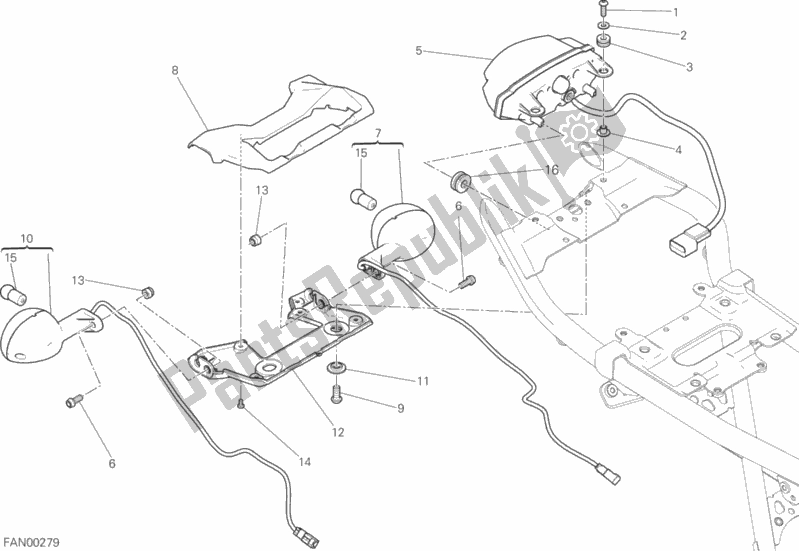 Tutte le parti per il Fanale Posteriore del Ducati Scrambler Cafe Racer 803 2018